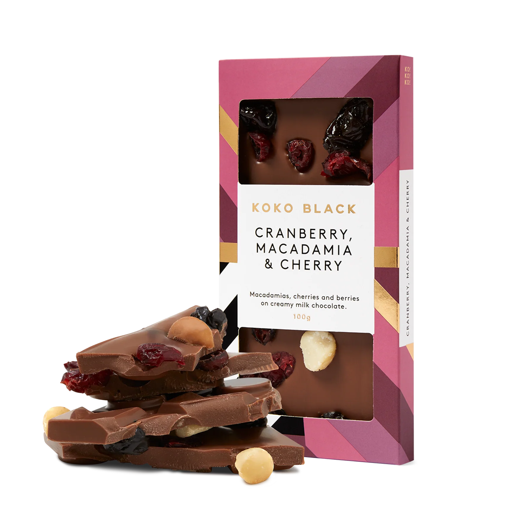 Festive Cranberry macadamia and cherry milk block