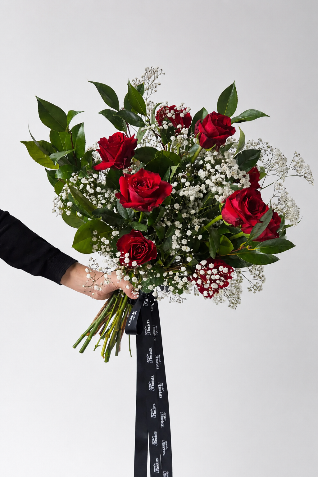 The classic red rose & gyp bouquet