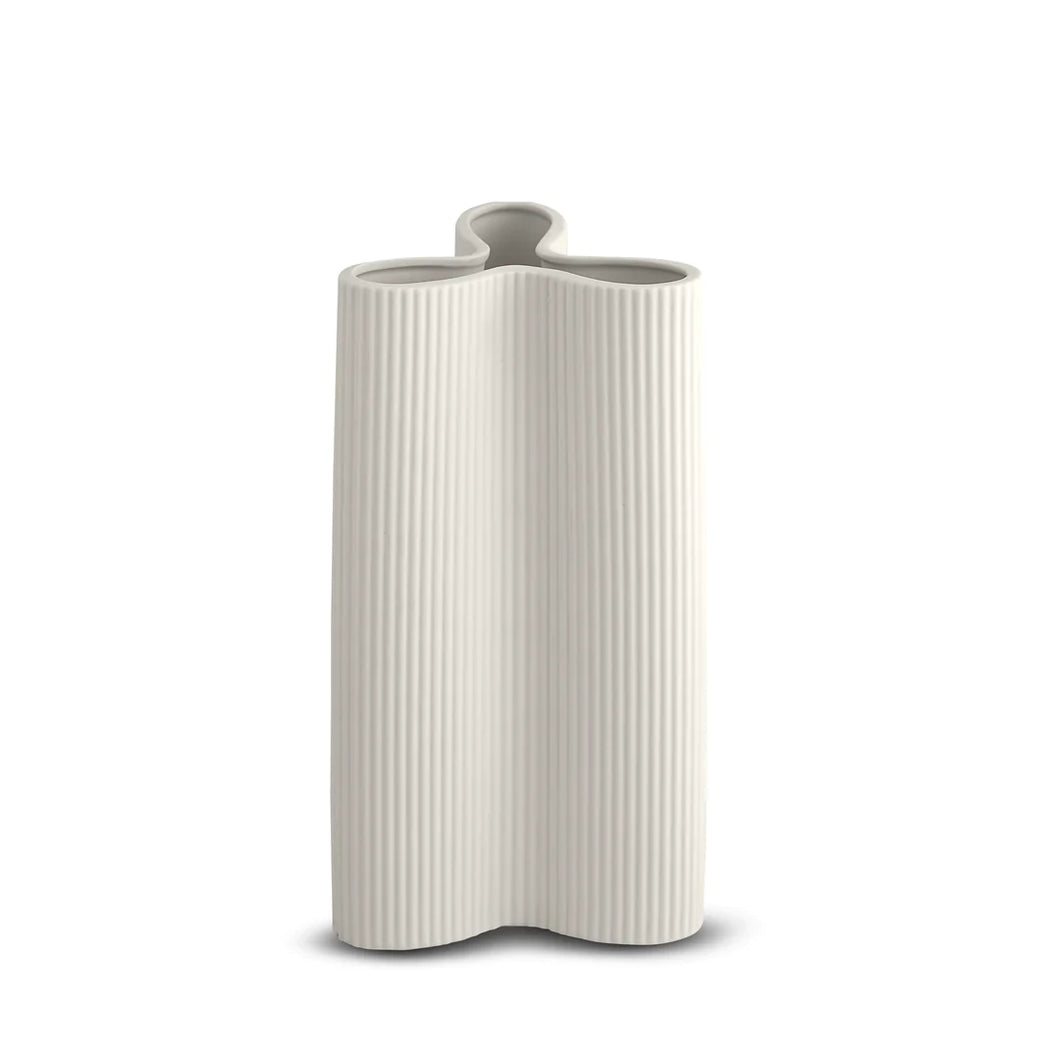 Ribbed Petal Vase Snow
